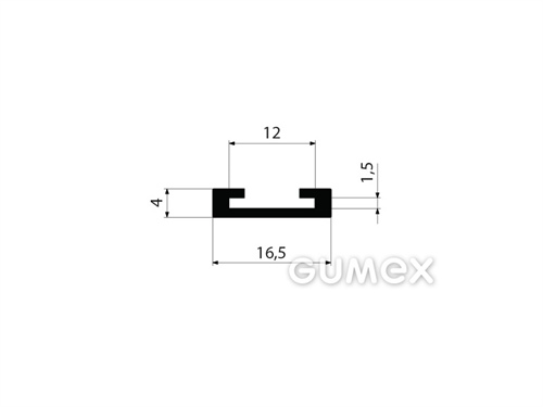 "C" Gummiprofil, 16,5x4/1,5/12mm, 2-Ströme, 60°ShA, EPDM, -40°C/+100°C, schwarz, 